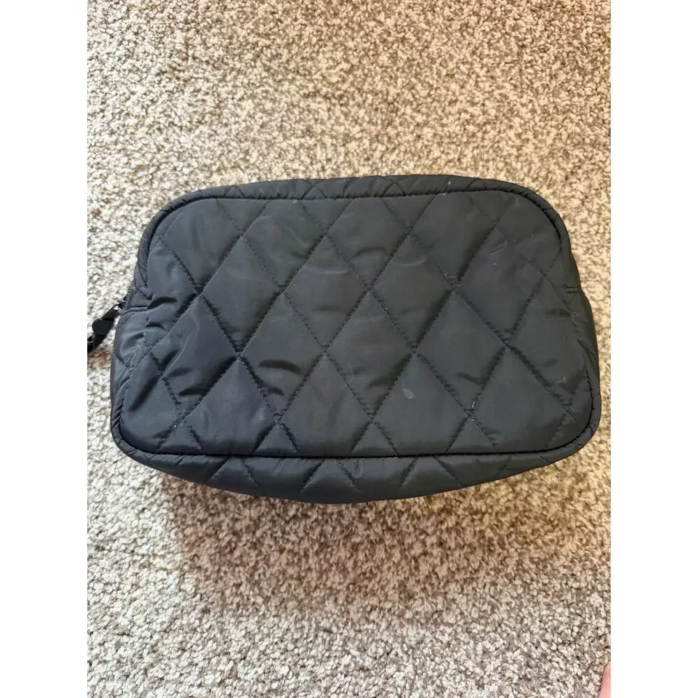 Vera Bradley Performance Twill Cosmetic Bag Black Quilted Floral Makeup Pouch